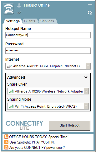 Setting up Connectify