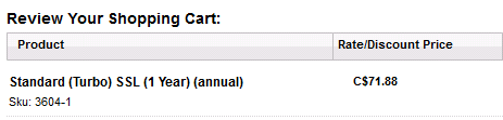 Buying an SSL certificate by clicking on the normal search result