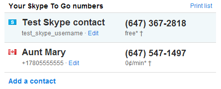 Add a Skype To Go contact