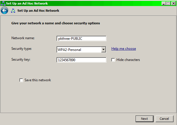 Ad hoc network details