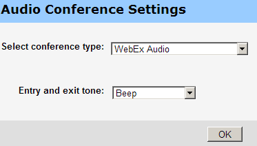 WebEx audio conference settings
