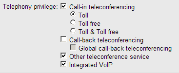 Editing WebEx telephony privileges