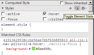 Testing the hover state in Chrome