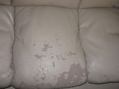 Peeling bonded leather couch from The Brick