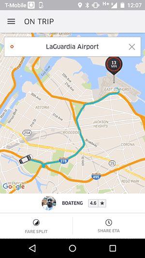 Uber: map of route