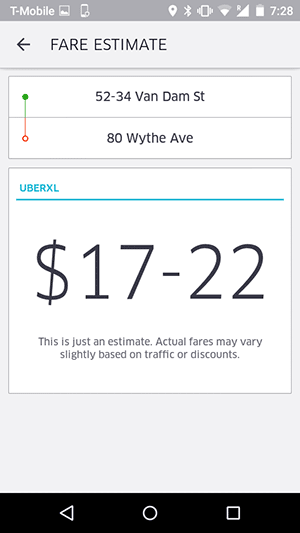 Uber: fare estimate