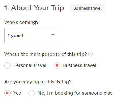Specify business travel